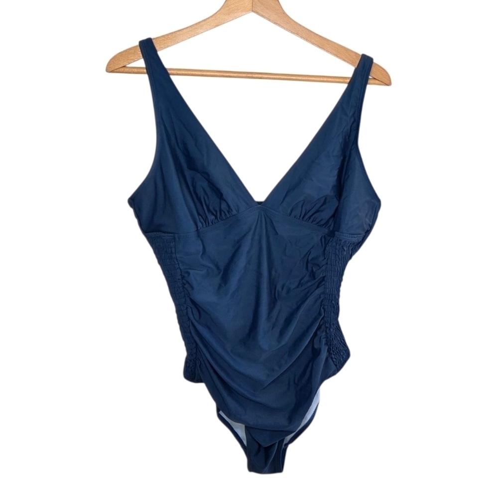 Cupshe | Teal Blue One Piece Swimsuit with Gathered Side Detail Size XL